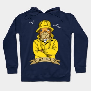 Nautical Walrus Wearing a Souwester Hoodie